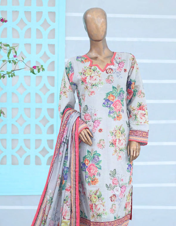 3PC UNSTITCHED - PRINTED CAMBRIC LAWN SUIT