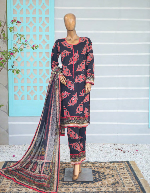 3PC UNSTITCHED - PRINTED CAMBRIC LAWN SUIT