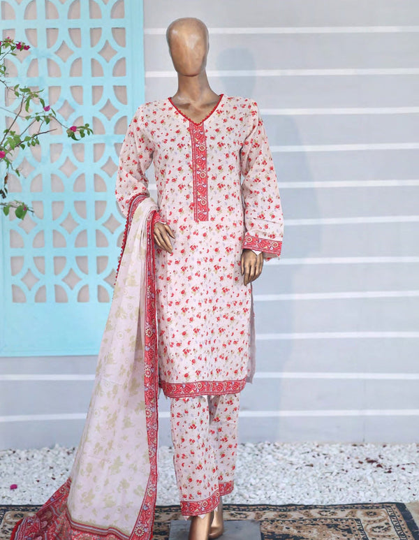 3PC UNSTITCHED - PRINTED CAMBRIC LAWN SUIT